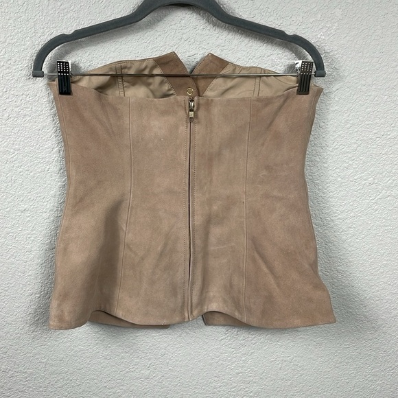 NWT Cami NYC Zamora Suede Leather Corset Vest Incense Tan Sz 8 - Picture 7 of 16